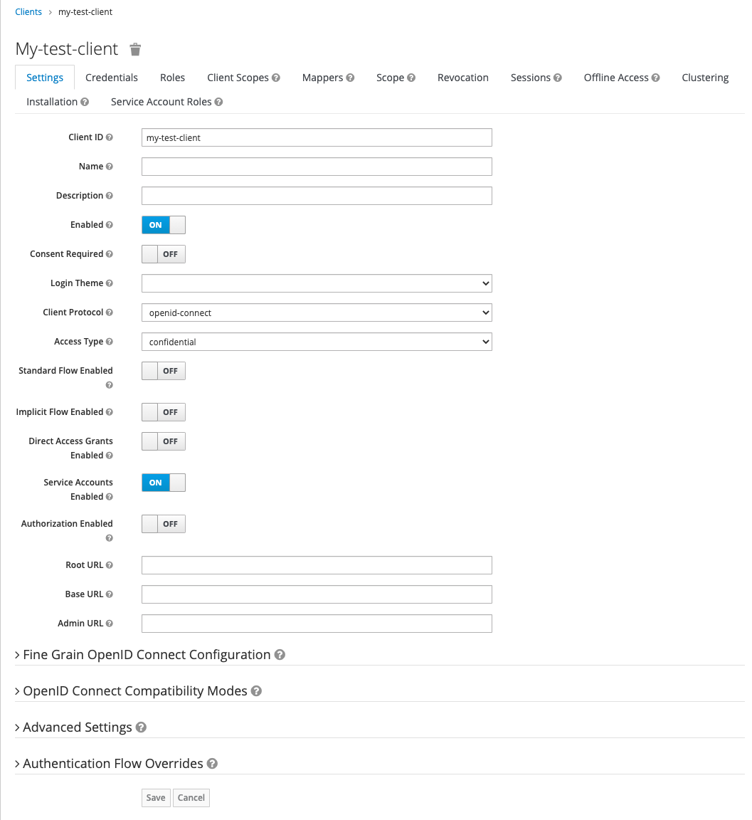 Keycloak client details