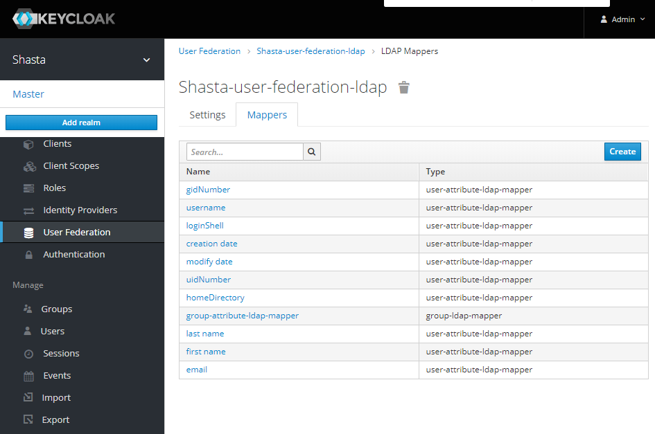 LDAP User Federation Mappers