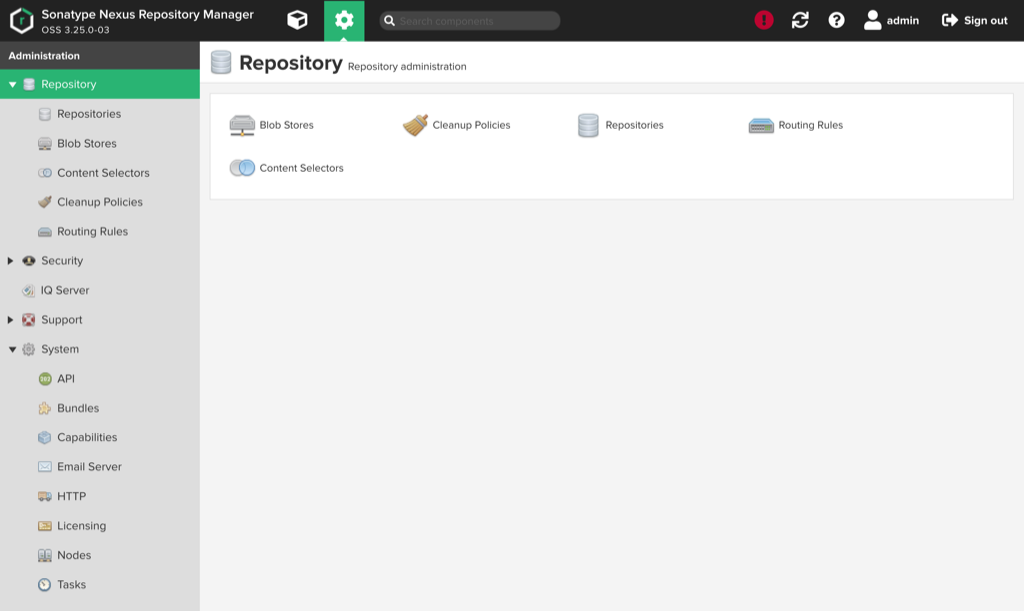 Repository Administration Page