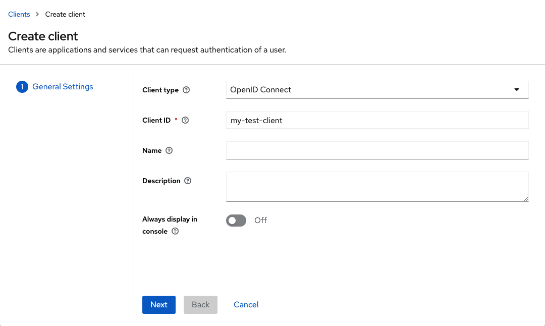 Add client in Keycloak