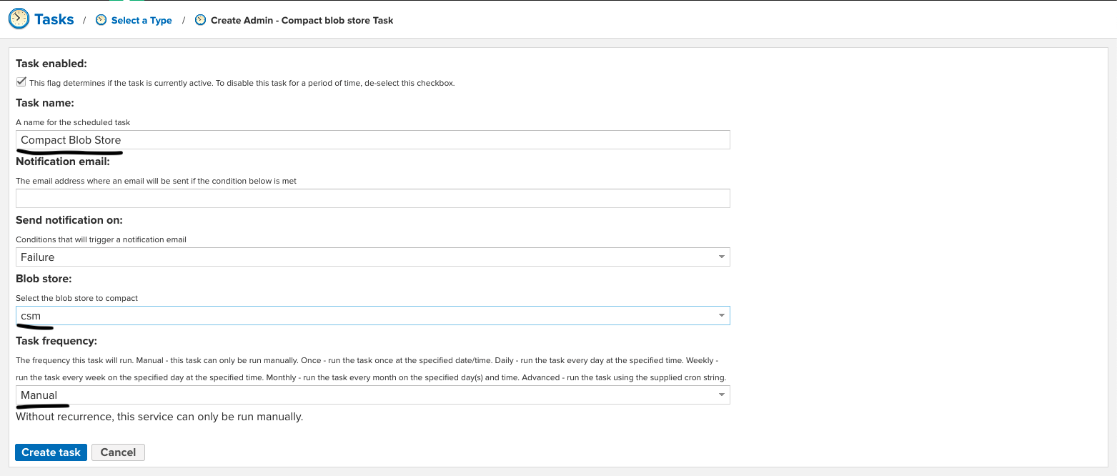 Nexus Create Blob Compact Task