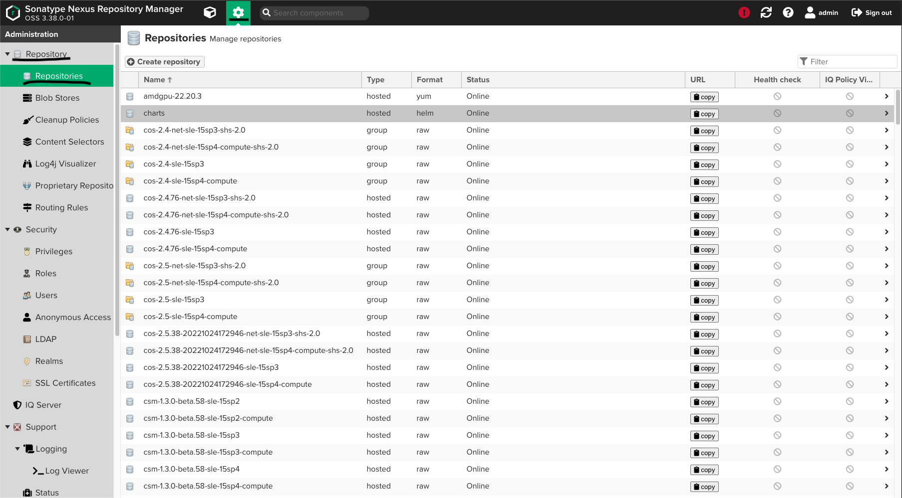 Nexus Repository List