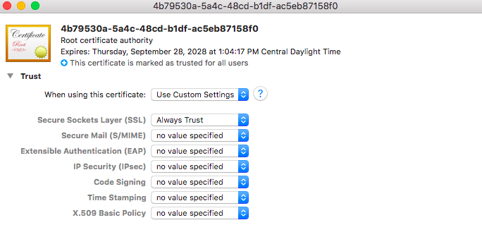 CA Certificate Settings