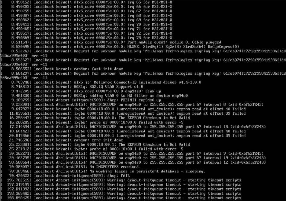EEPROM Error Dropping to Dracut Emergency Shell