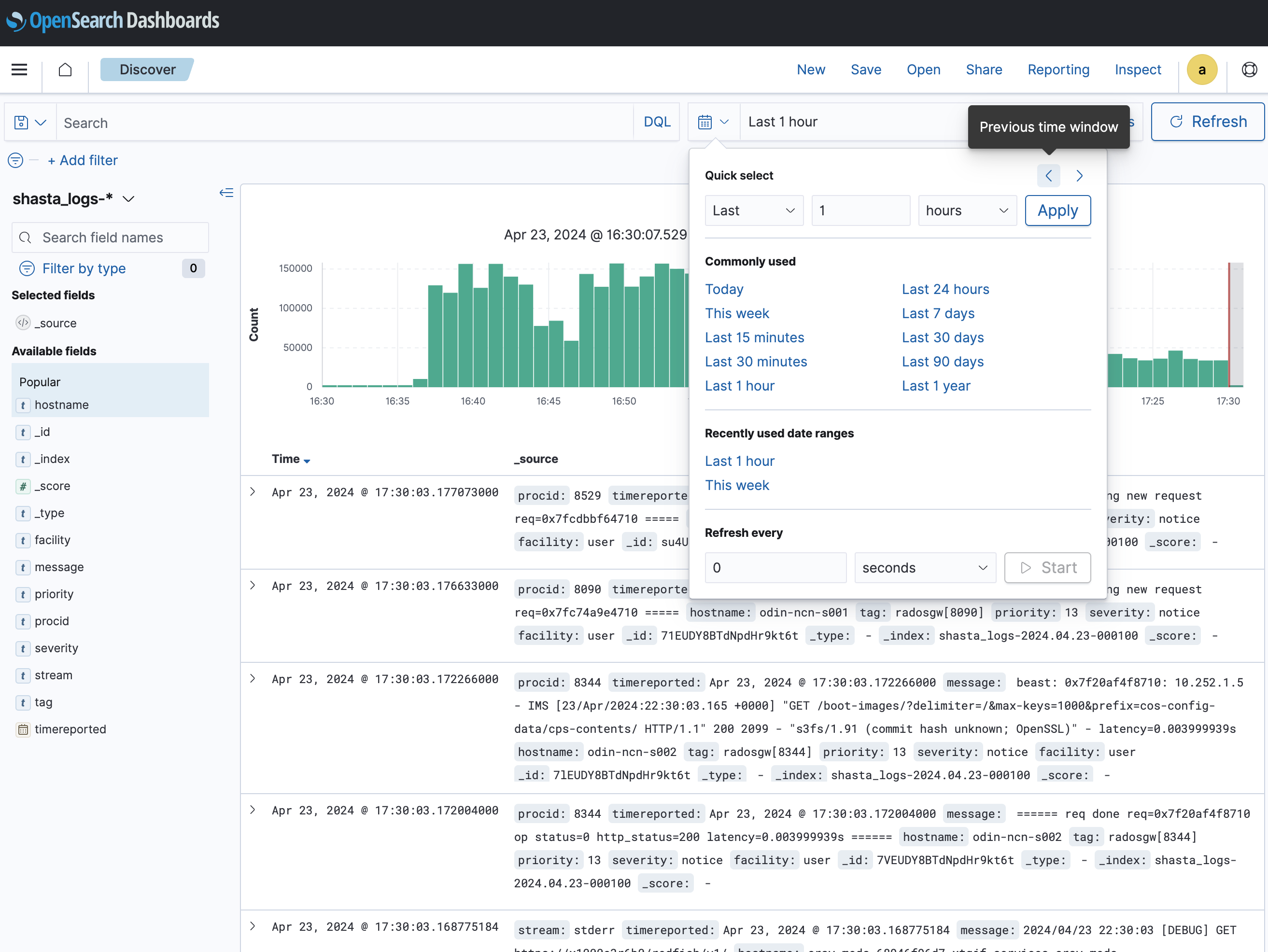 Dashboard Results Time Period