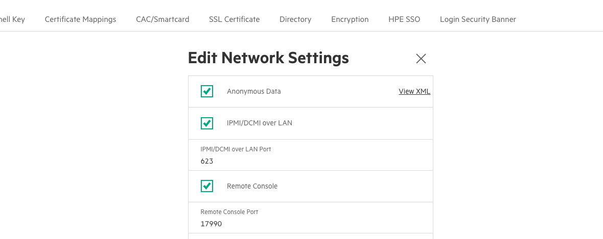 IPMI/DCMI configuration screen